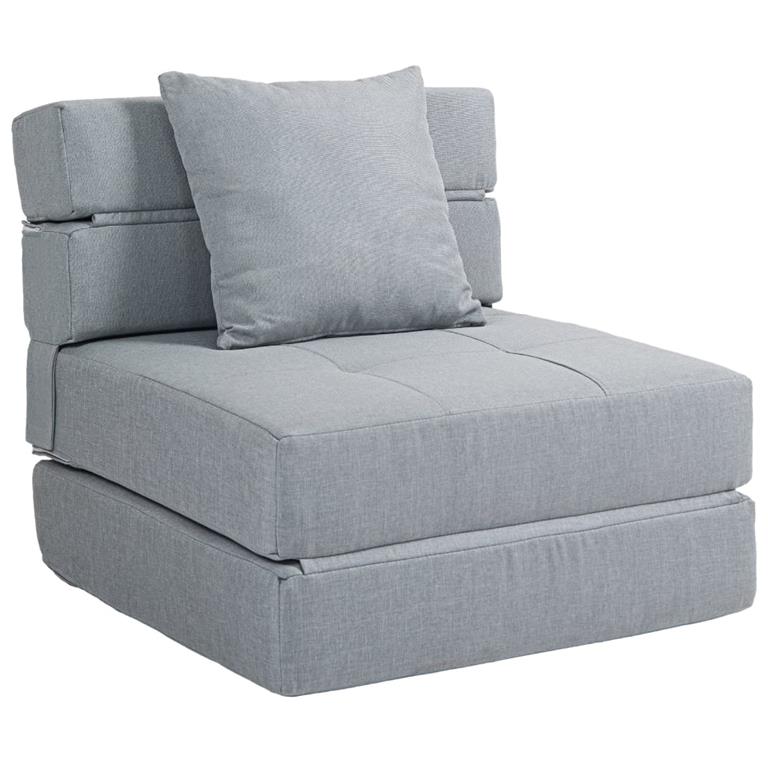 Chauffeuse canapé convertible fauteuil 1 place tissu gris clair