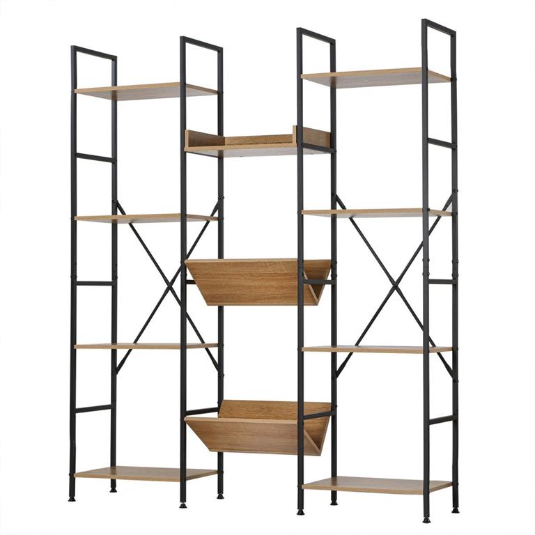 Etagère 11 niveaux style industriel L125 x H150 cm - Effet Bois clair