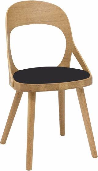 Chaise en chêne huilé et coussin en cuir reconstitué noir Colibri - Hans k