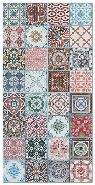 Tapis vinyle carreaux ciments nijar multicolore 80x200cm