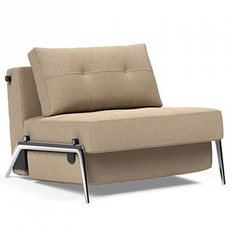 INNOVATION LIVING  Fauteuil design CUBED 02 ALU convertible 200x90cm tissu Phobos Mocha