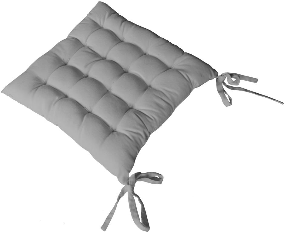 Galette de chaise piquée en coton gris 40x40cm