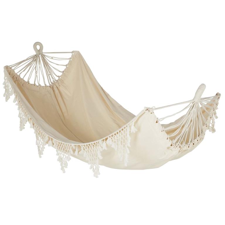 Hamac double en coton recyclé beige 160x230