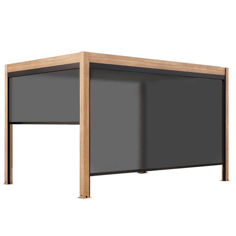 Pergola bioclimatique autoportée motorisée éclairée 3x4m et 2 stores