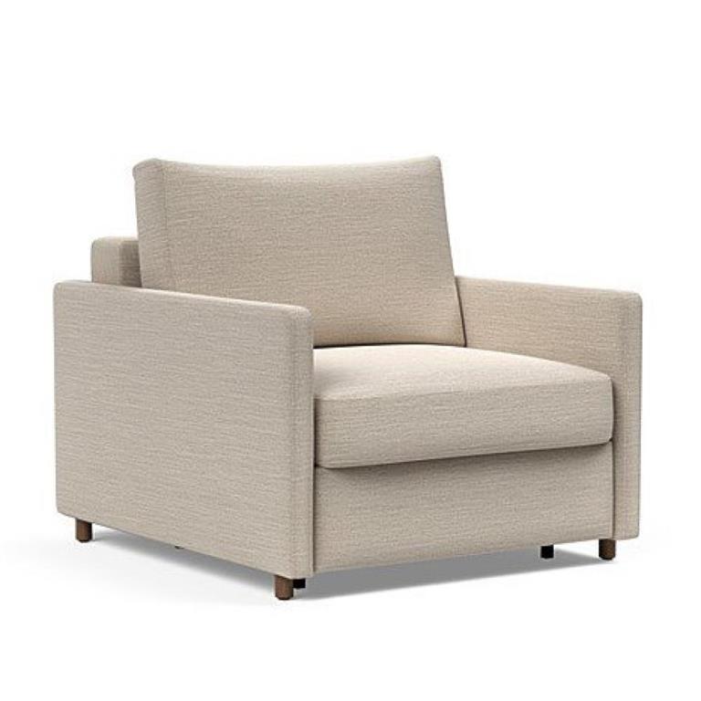 INNOVATION LIVING  Fauteuil NEAH SLIM convertible 80x195 tissu Blida Sand Grey