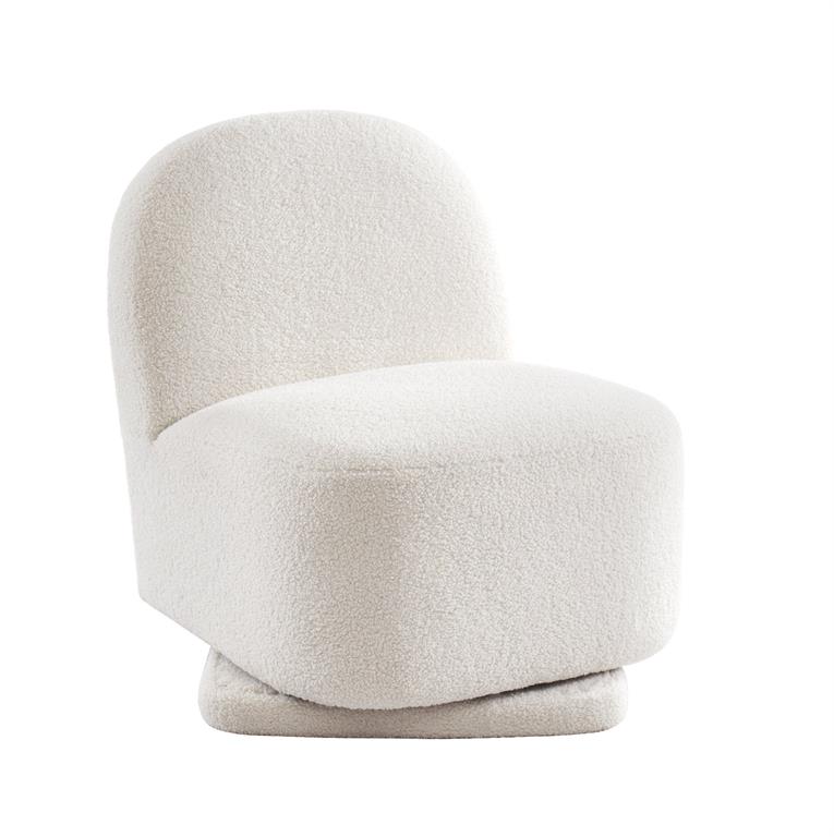 Fauteuil pivotant en bouclette blanche