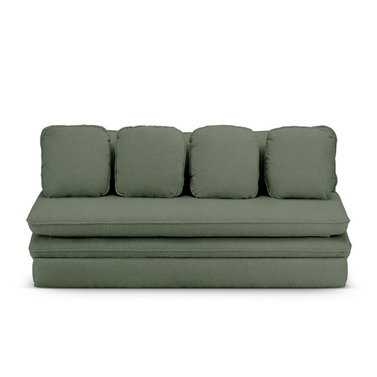 Banquette en tissu bouclette 3 places vert kaki