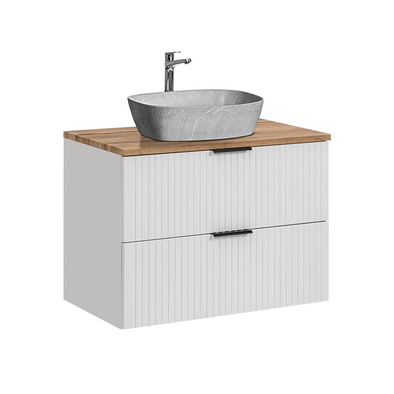 Meuble vasque effet pierre stratifiés blanc