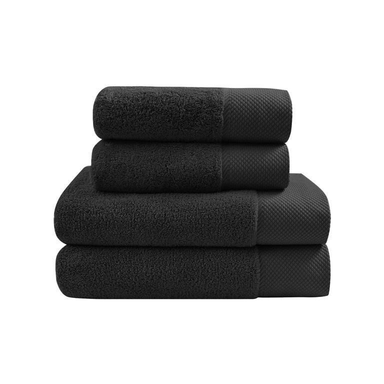 Ensemble de bain 4 pièces en coton peigné Zéro Twist Noir