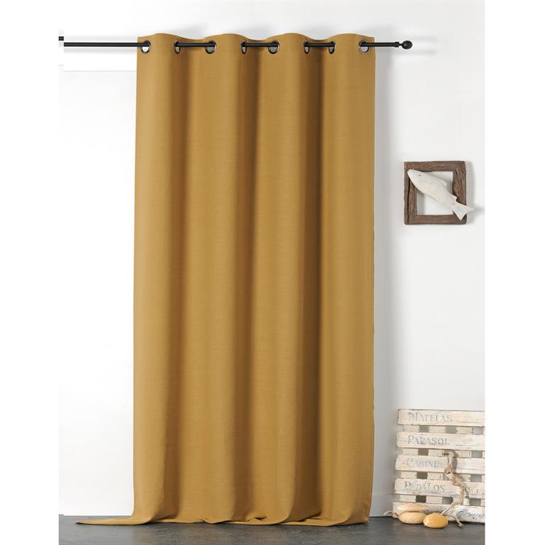 Rideau en 100% lin libeccio jaune curry 135x255 cm