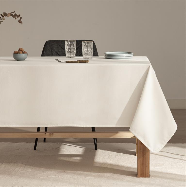 Nappe imprimée toucher tissu et traitement antitache Blanc 140x240 cm