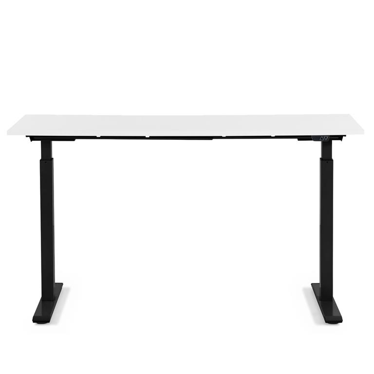 Bureau réglable assis-debout blanc et acier noir L160