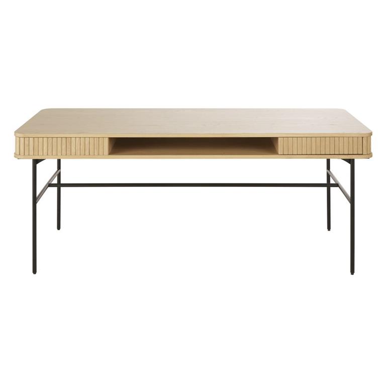 Bureau 2 tiroirs beige et noir