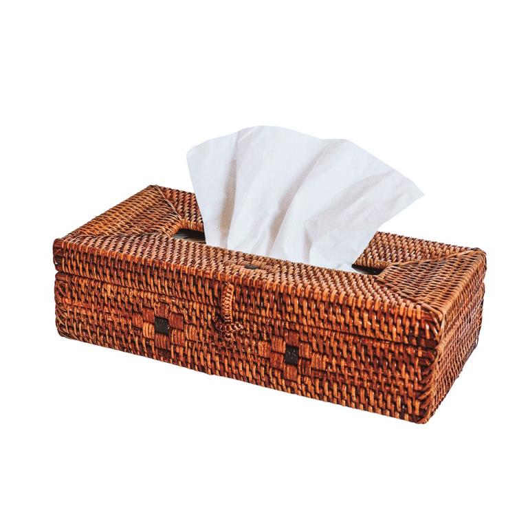 Boîte à mouchoirs en rotin tissé à la main Bali