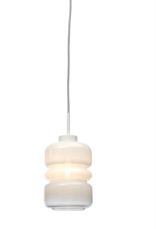 Suspension fer verre diamètre 15cm blanc
