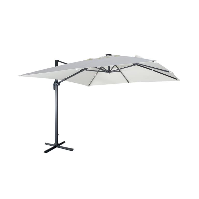 Parasol déporté solaire led 3x3m écru 