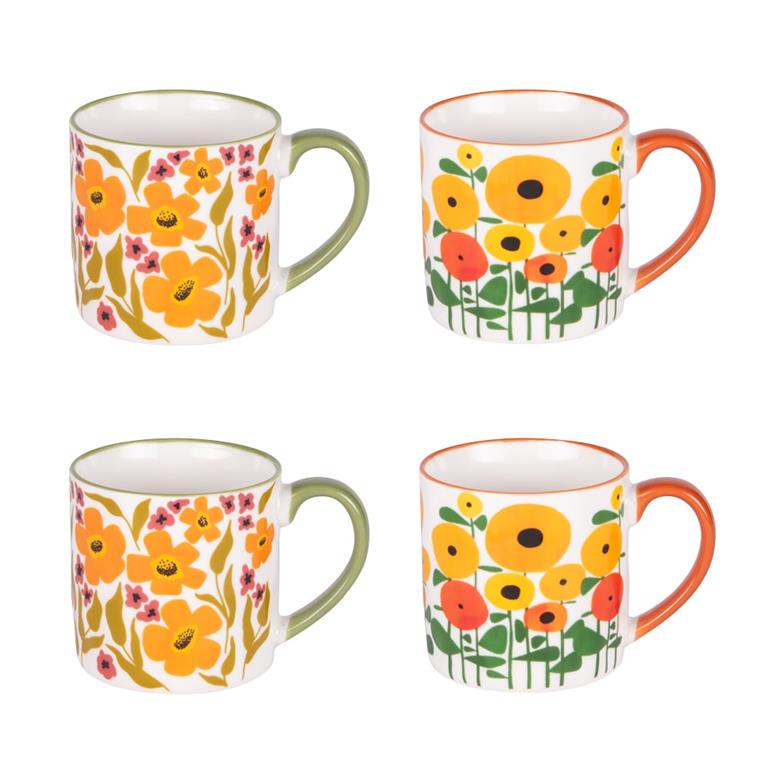 Coffret de 4 mugs   35 cl multicolores en porcelaine