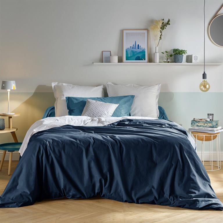 Housse de couette en coton Bio bleu nuit 260 x 240 cm