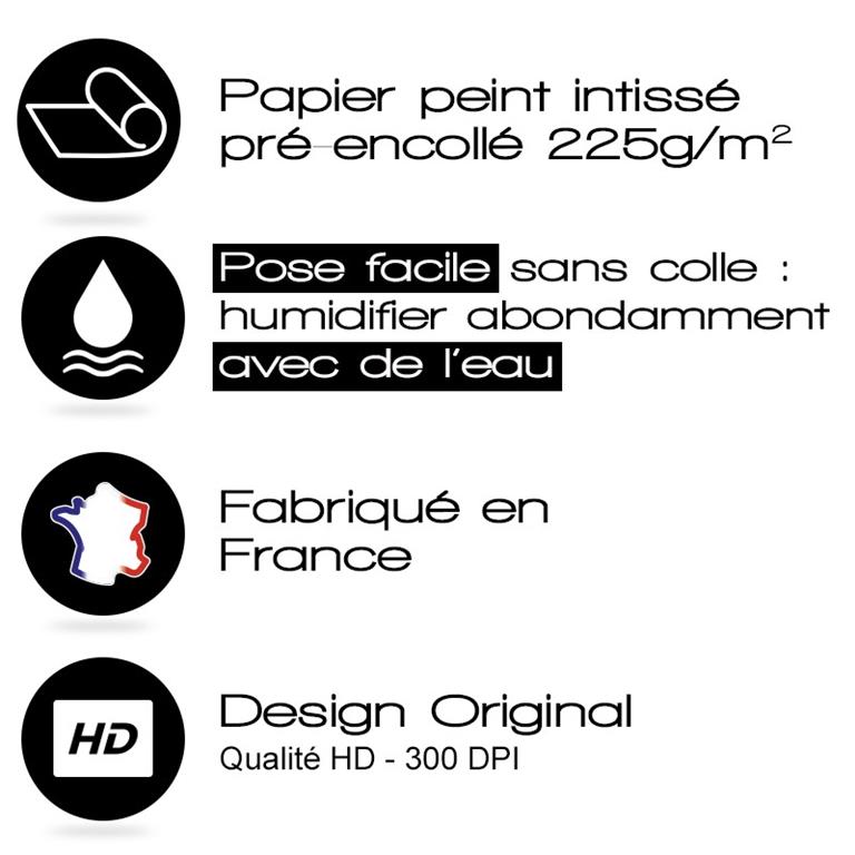 Tête de lit - intissé - pré-encollé - 140x70 cm - Multicolore