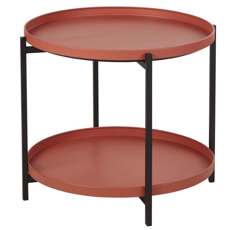 Bout de canapé en métal terracotta et noir