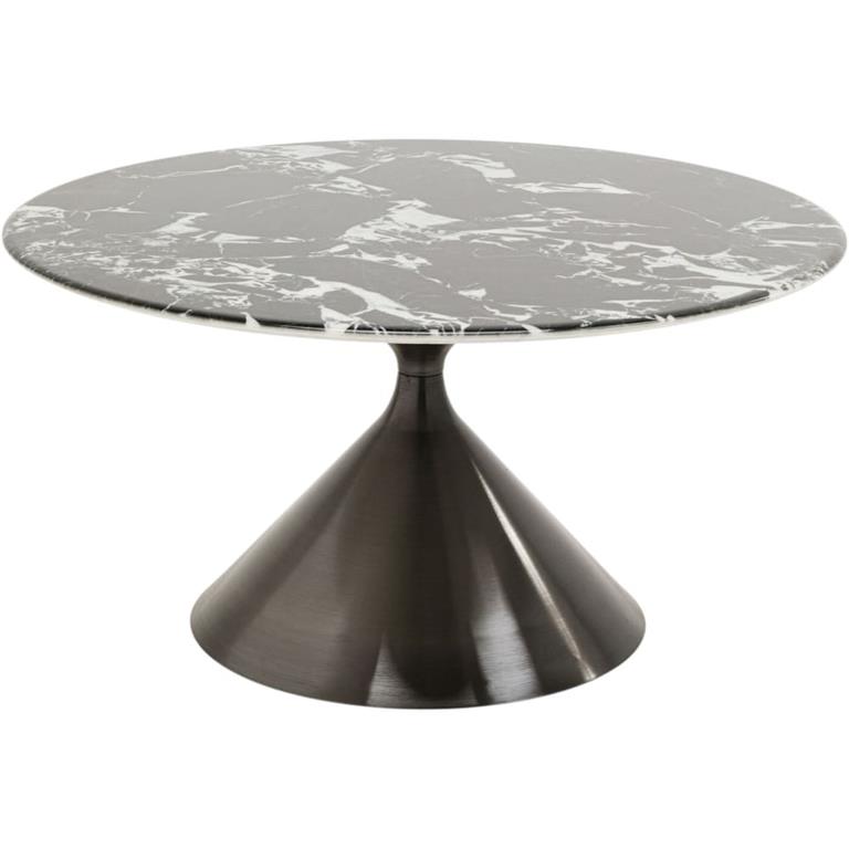 Table basse ronde en marbre noir et blanc