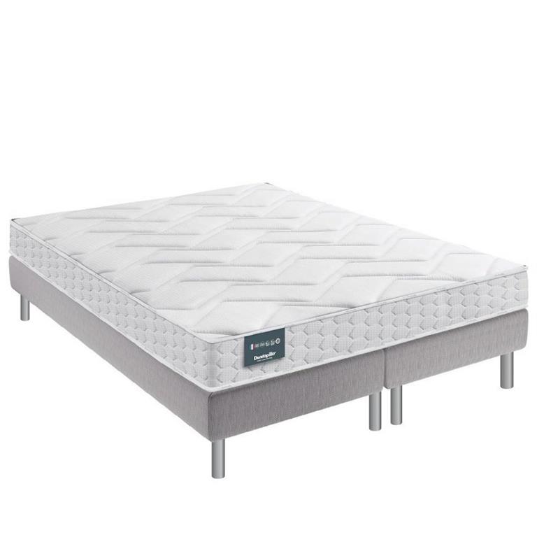 Ensemble Dunlopillo 160*200 cm EUGEN 2 20 cm matelas double sommier déco pieds gris