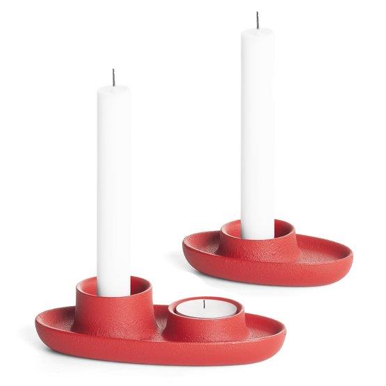 2 Bougeoirs rouges S Aye Aye - Emko