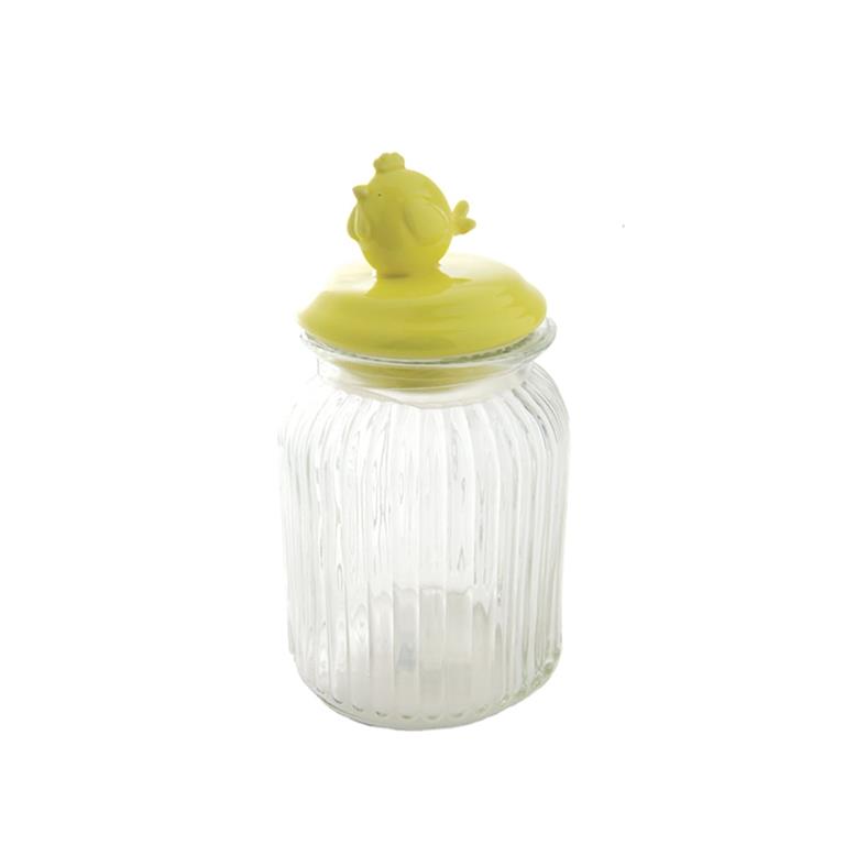 Bonbonnière décorative en porcelaine jaune H15