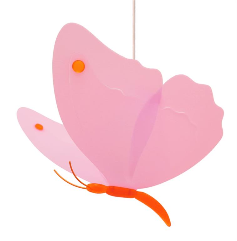 Suspension enfants papillon rose et jaune 45cm