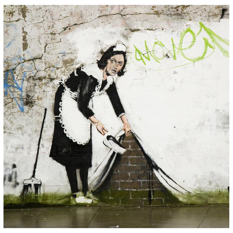 Tableau Sweep it Under the Carpet Banksy 90x90cm
