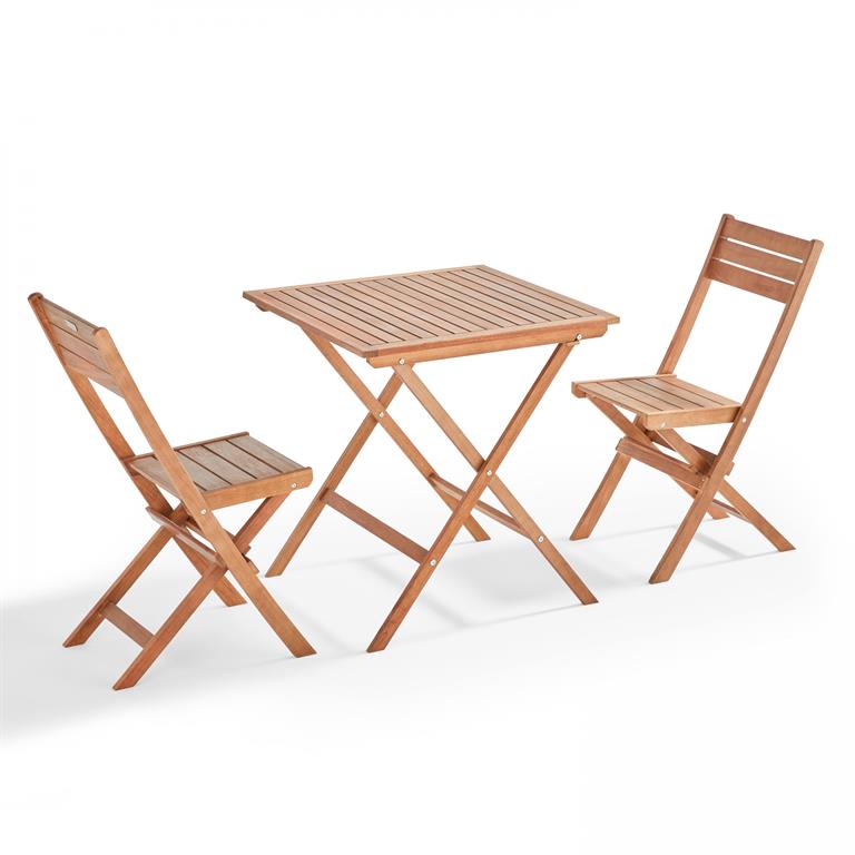 Table bistrot pliante carrée en bois d'eucalyptus