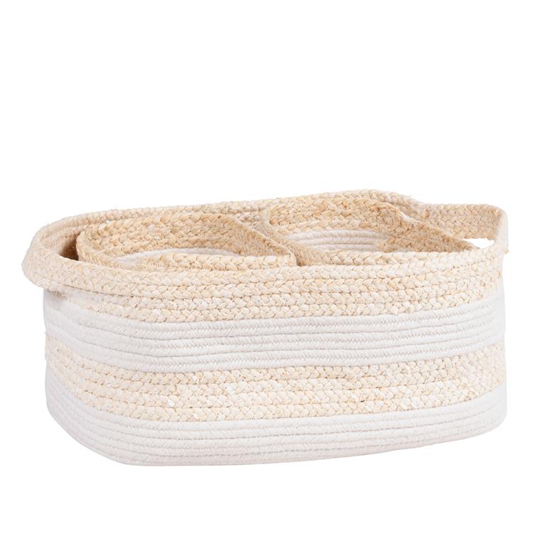 Corbeilles en fibre de maïs et coton blanc 