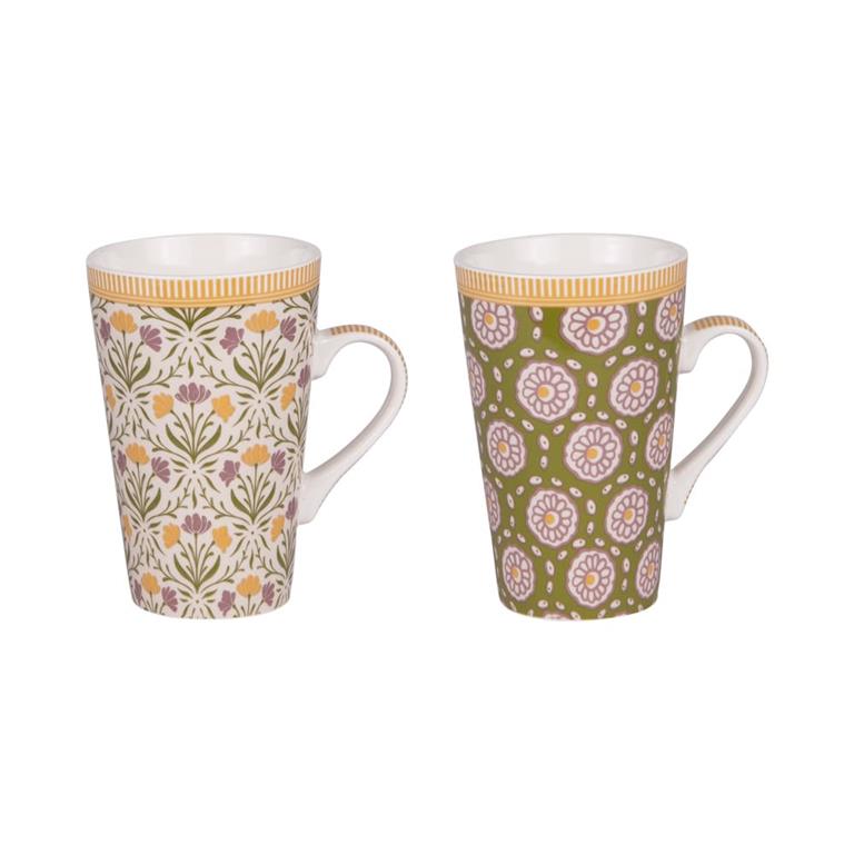 Coffret de 2 mugs   46 cl multicolores en porcelaine