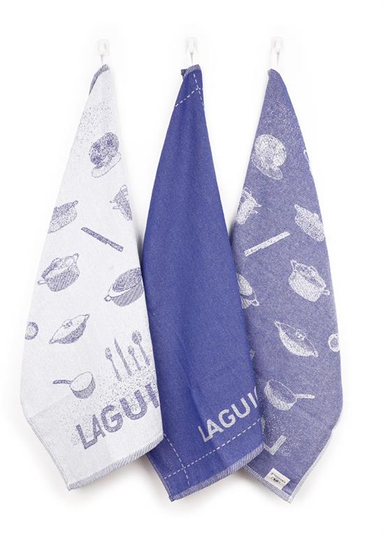 Lot de 3 torchons assortis Collection - 9270090 - Bleu - Coton - Taille 