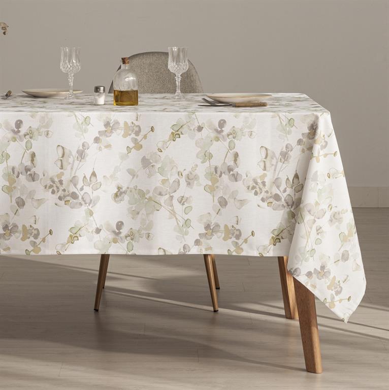 Nappe imprimée toucher tissu et traitement antitache Beige 140x300 cm