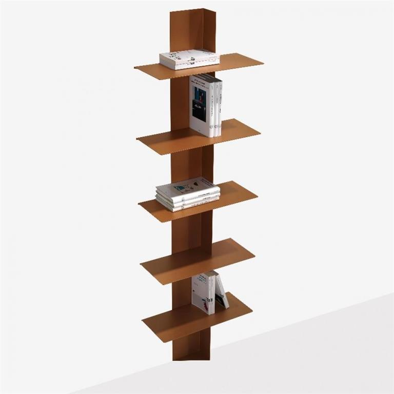 Bibliothèque murale LIFT en aluminium et acier coloris cuivre