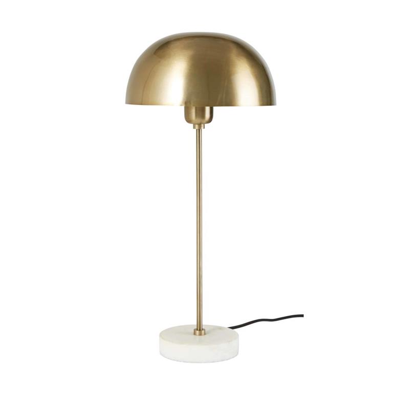 Lampe en métal doré et marbre blanc