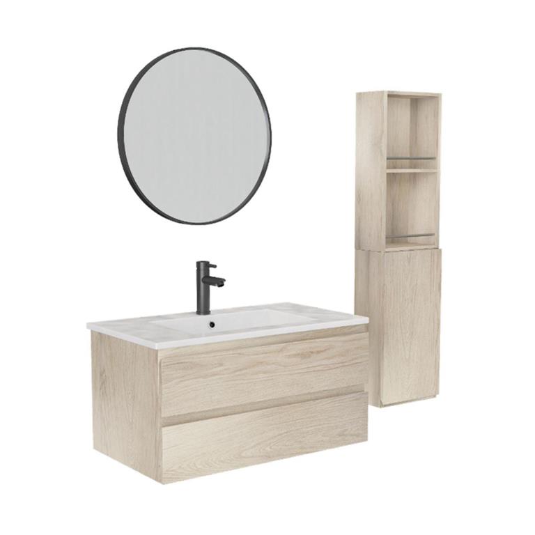 Meuble simple vasque 80cm décor chêne 