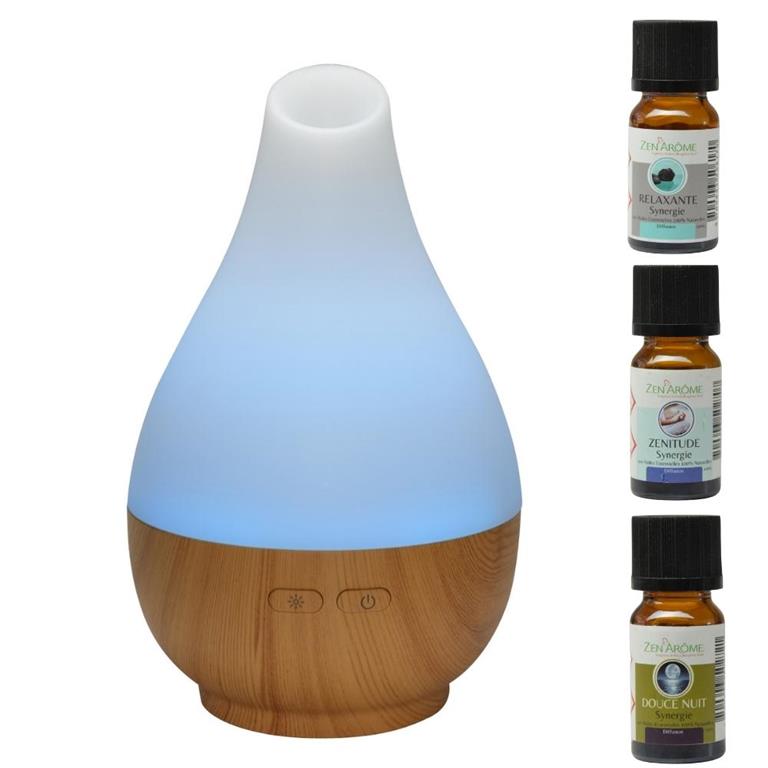 Diffuseur d'huile essentielle et 3 Synergies Spéciales Bonne Nuit- H21