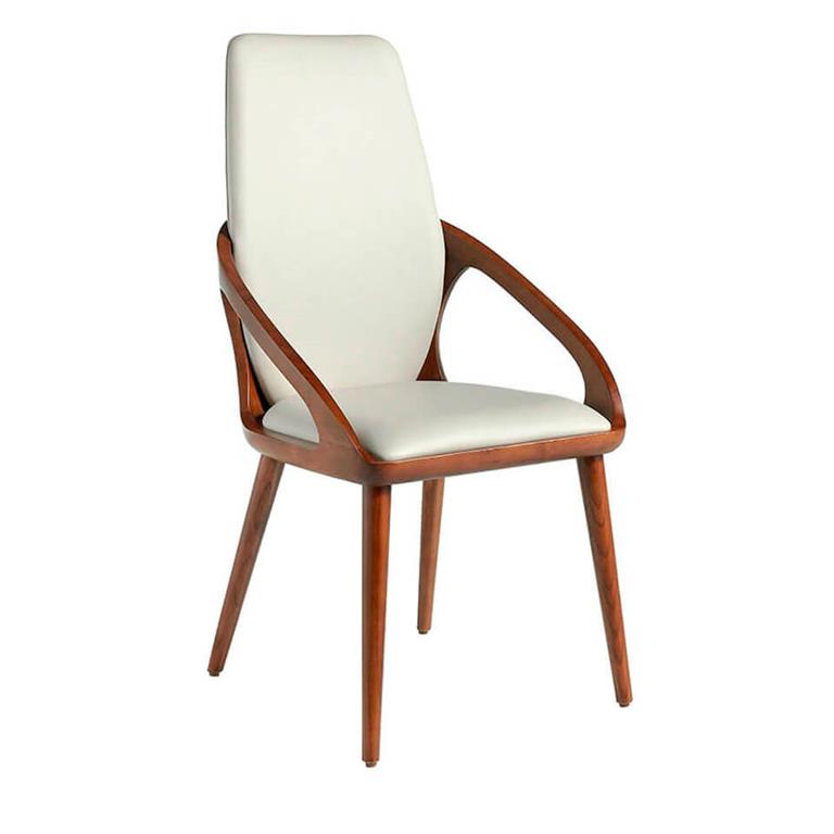 Chaise en simili cuir et effet bois noyer