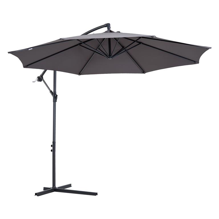Parasol déporté octogonal inclinable gris