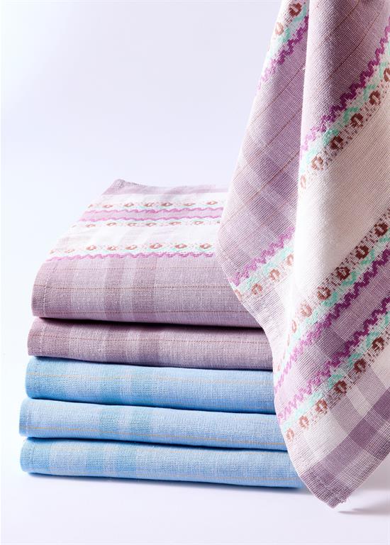 Torchon lin et coton Calitex - lot de 6 - REBY - Bleu Et Violet Lot6 - Lin - Taille 