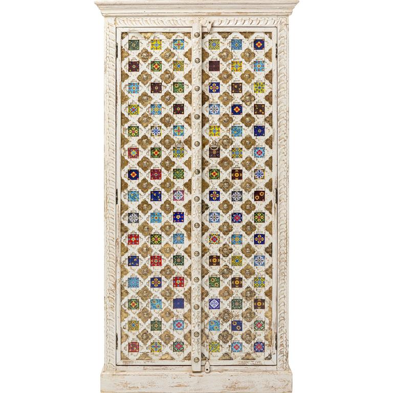 Armoire 2 portes en manguier massif mosaiques