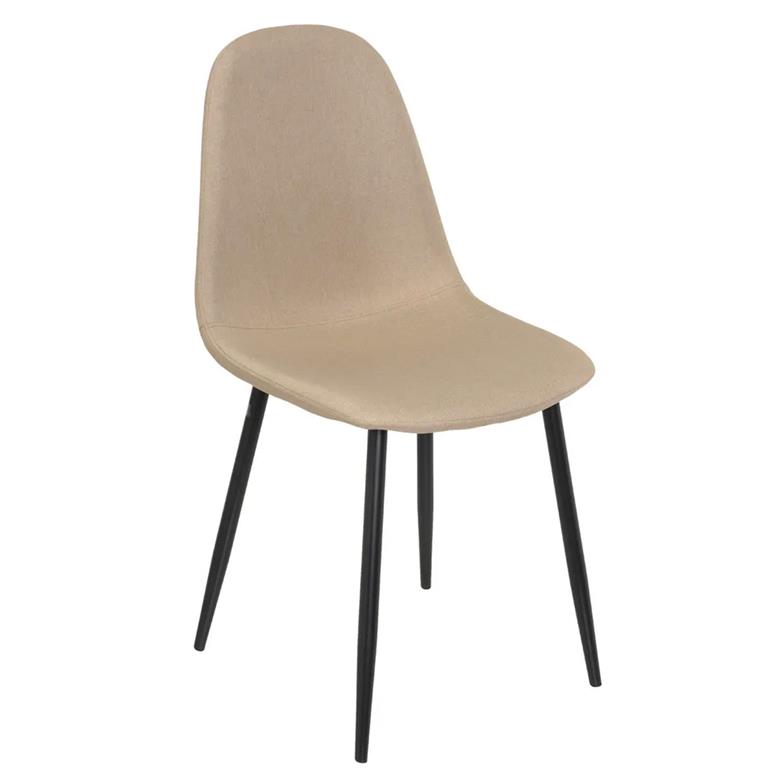 Chaise en tissu beige et pieds en métal noir 47x51x98cm