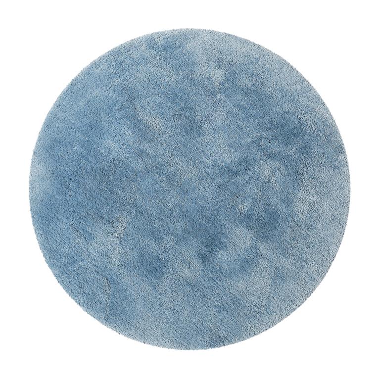 Tapis de bain rond en microfibre antidérapant bleu 90 D