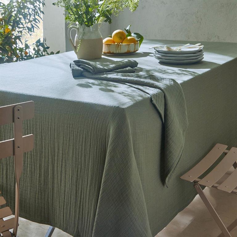 Nappe 130x300 vert kaki en coton