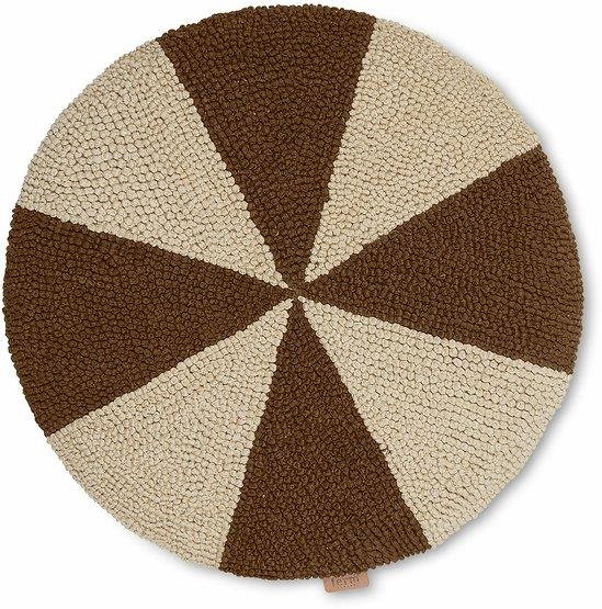 Coussin rond brodé en coton brique et blanc 40cm Arch - Ferm Living