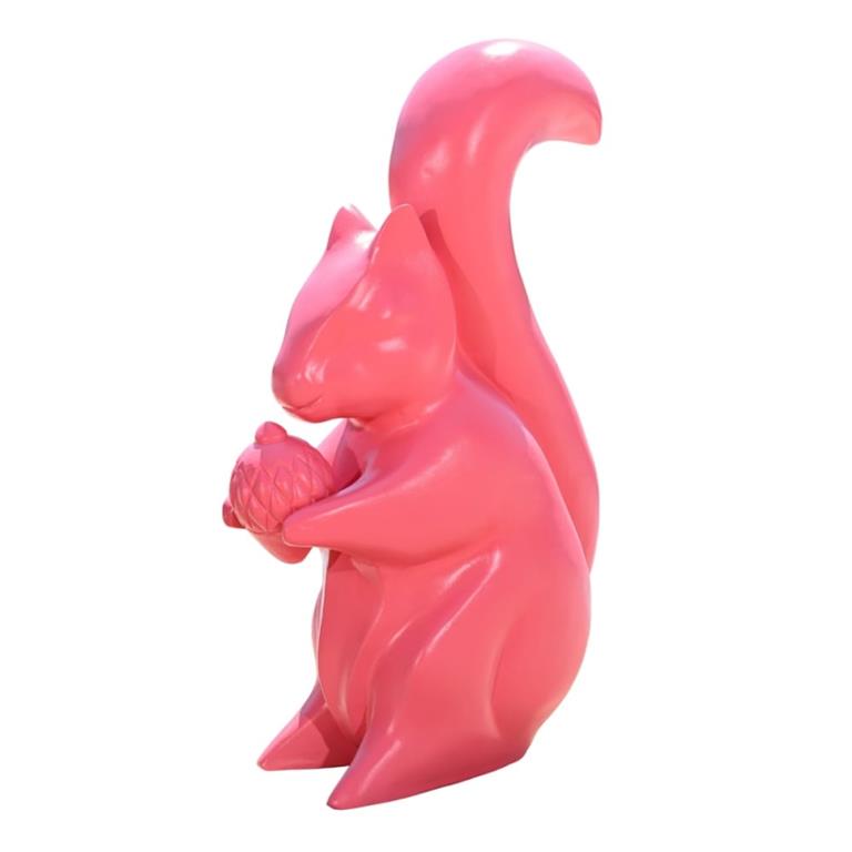 Statue écureuil de jardin rose 64 cm