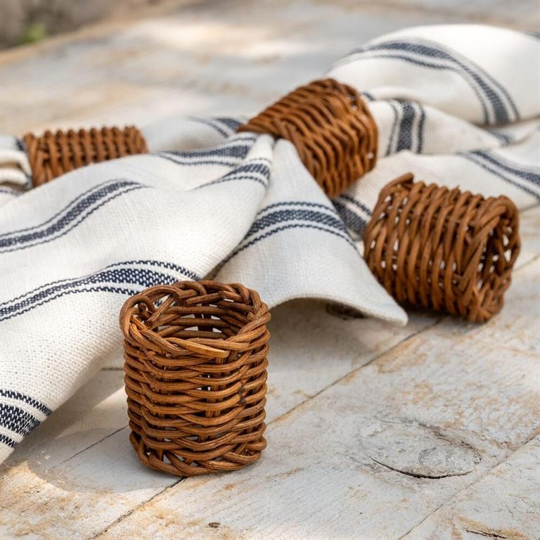 Lot de 4 ronds de serviette en rotin - marronHONFLEUR