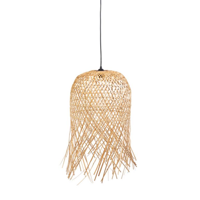 Suspension en bambou à franges 50x35